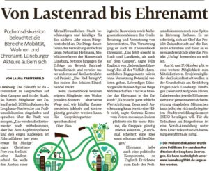 Nachbericht der Lüneburger Landeszeitung zur Leuphana Podiumsdiskussion mit der Zukunftsstadt 